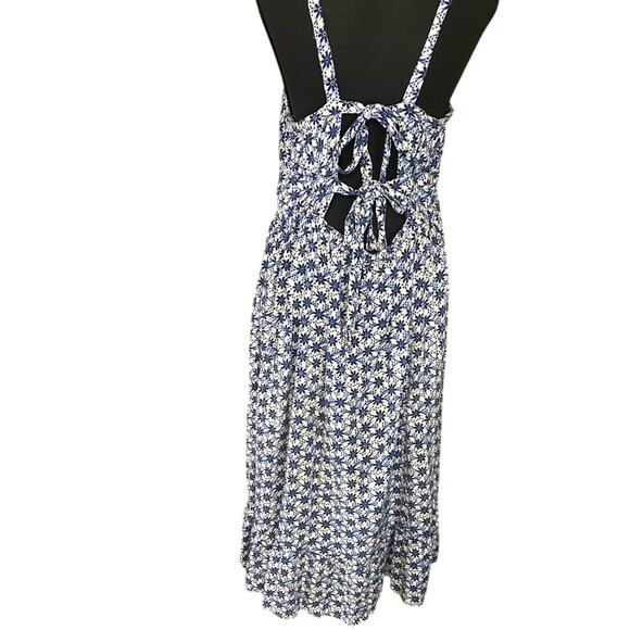 Aeropostale Floral Blue double tie back Dress Large garden girl peasant rayon - Picture 8 of 11